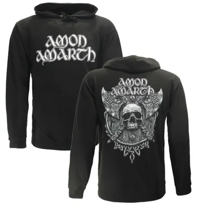 Obrázek produktu pro Šedá mikina s kapucí s motivem lebky od Amon Amarth – velikost M