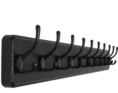 Produktbild von Garderobenleiste Holz 98 cm, 10 Haken, schwarz, für Flur