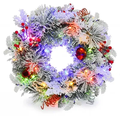 Weihnachtskranz 40,6 cm mit LED-Lichtern, Glocken und Aufhänger