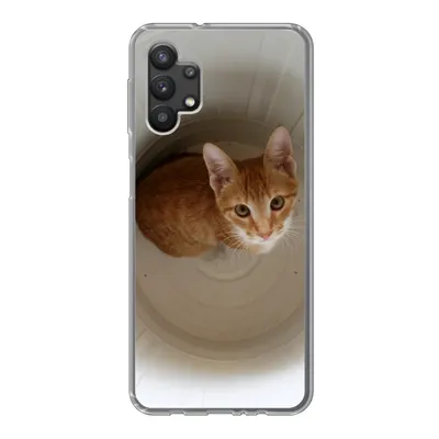 Produktbild von MuchoWow® Handyhülle Schutzhülle Hülle für Samsung Galaxy A32 5G Katze - Mülleimer - Weiß Silikon Softcase Handy Hülle - Softcase
