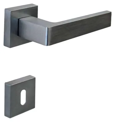 Imagen del producto de Manija de puerta interior (juego) de zamak con acabado cromado satinado mate