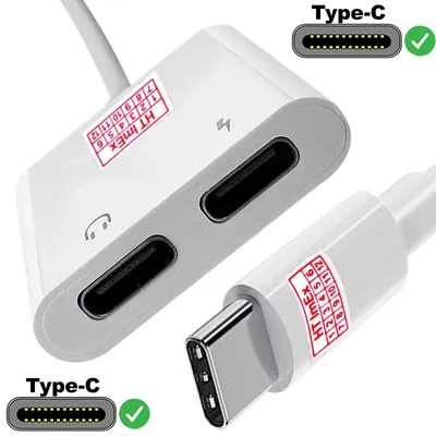 Produktbild von Dual USB-C Adapter für Musik + Laden 2 in 1 Typ C Audio Splitter Kopfhörer