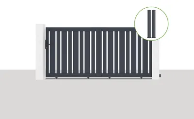 Produktbild von Schiebetor 3x1,4m VEYMONT + 2 EIFEL-Pfosten H.166cm Grau
