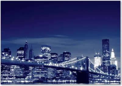 Produktbild von Tulup® Glas-Bild - 100 x 70 - Wandbild aus Glas - Wandkunst - Wandbild hinter gehärtetem Sicherheitsglas - Sehenswürdigkeiten & Architektur - New York bei Nacht - Blau