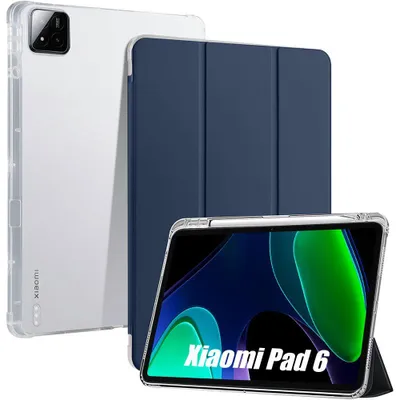 Image de Coque pour Xiaomi Pad 6 / 6 Pro, Antichoc Silicone Renforcé avec Porte-Stylet - Bleu Marine