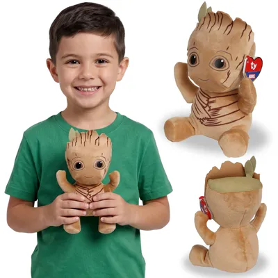 Produktbild von TY MARVEL Groot Plüschmaskottchen, Plüschtier, Kuscheltier Beanie Babies, weiches Sensorikspielzeug 20 cm