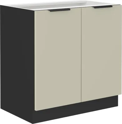 Produktbild von Kondela Unterer Küchenschrank Araka 80 D 2F BB – Kaschmir / Schwarz