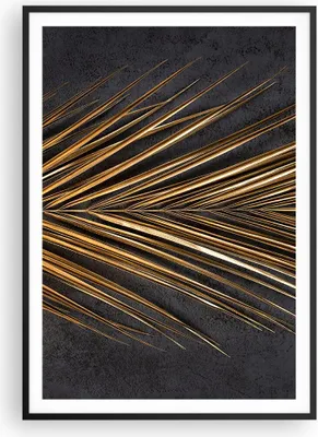 Produktbild von Gerahmtes Poster - Schwarzer Rahmen - Blatt golden schwarz - 70x100 cm - Wand Bild - Wanddeko - Wandbilder - Kunstposter - Wandposter - Bilderrahmen - Bilder - Kunstdruck - P2BPA70x100-5091