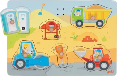 Obrázek produktu pro Dřevěné puzzle GOKI s přístroji Na staveništi