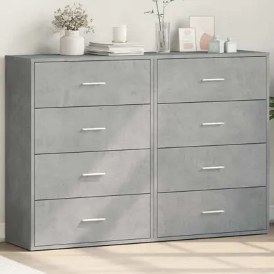 Immagine prodotto di vidaXL Credenze 2 pz. Grigio cemento 60x31x84 cm materiale a base di legno