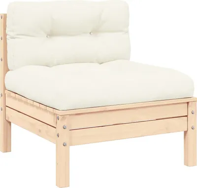 Produktbild von vidaXL Gartensofa 2-Sitzer mit Kissen in Creme Massivholz Kiefer