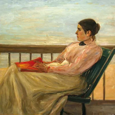 Produktbild von Max Liebermann Kunstdruck Bild - Martha Liebermann, Die Gattin Des Künstlers Am Strand 1895 (70 x 70 cm)