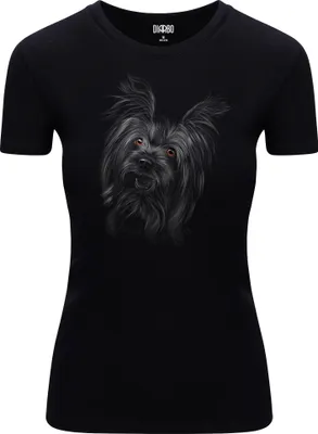 Produktbild von Diarbo Damen T-Shirt mit Tierliebhaber Druck Yorkshire Kopf Schwarz Gr.S