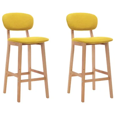 Image de lot de 2 tabourets de bar en hêtre 45 x 92 x 47 cm jaune moutarde