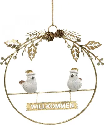 Produktbild von Türdekoration Willkommen mit Vögeln und Winterzweigen