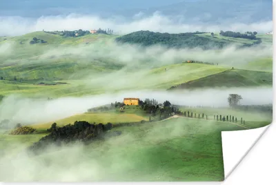 Produktbild von MuchoWow® Poster Berg - Nebel - Landschaft - Toskana 120x80 cm - Bilder