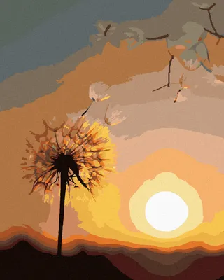Produktbild von Zuty - Malen nach Zahlen - LÖWENZAHN UND DIE UNTERGEHENDE SONNE, 40x50 cm, ohne Keilrahmen