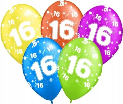 Immagine prodotto di Palloncini 16° compleanno con stampa ""16"", 5 pz.
