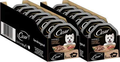 Produktbild von CESAR® Schale Landragout mit Truthahn, Rind und Kräutern 14 x 150g