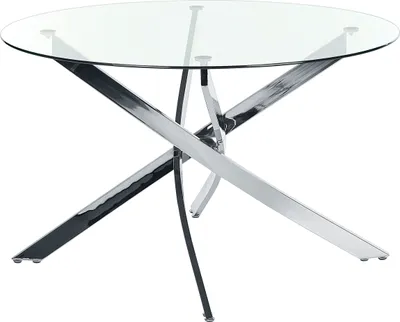 Produktbild von BELIANI Esstisch Transparent Sicherheitsglas und Eisen 120 cm mit Silbernem Metallgestell Rund Modern Glamour Esszimmer Ausstattung Möbel