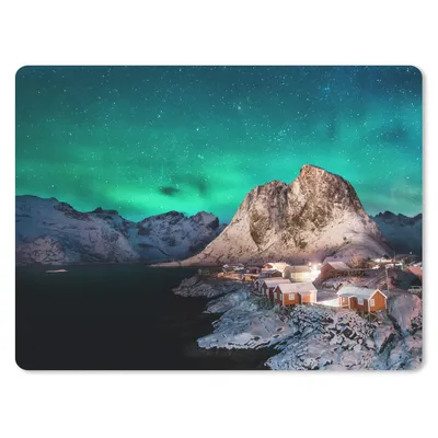Produktbild von MuchoWow® Mauspad Mousepad Nordlichter - Berge - Norwegen 23x19 cm - Mousepads - Maus Mat - Pad - Mausunterlage - Schreibtischunterlage - Mauspad