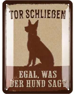 Produktbild von LANOLU retro Blechschild Hund, TOR SCHLIEßEN, Deko Hund Geschenke für Hundeliebhaber, vintage Metallschild, Deko Eingangstür 15x20cm