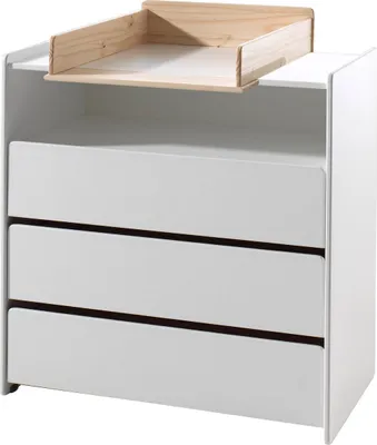 Produktbild von Diese Kiddy-kombination besteht aus den folgenden Elementen: kiddy kommode 3 schubkasten weiss * und ein kiddy wickelauflage natur *