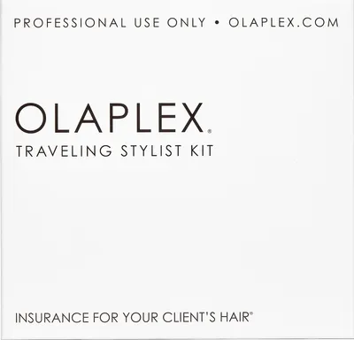 The image shows the packaging for an Olaplex Traveling Stylist Kit.