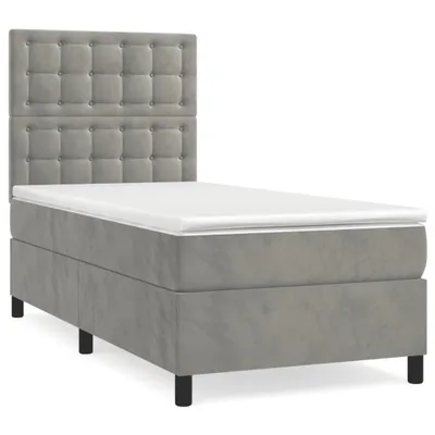 Immagine prodotto di vidaXL Letto a molle con materasso grigio chiaro 90x190 cm in velluto