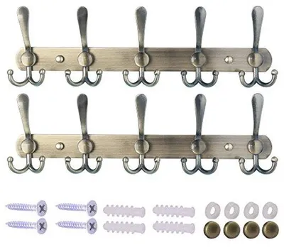 Image de Crochet mural quintuple en acier inoxydable couleur bronze