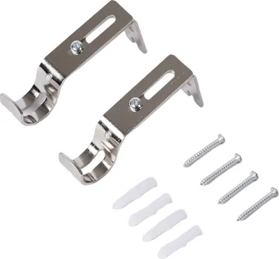 Produktbild von 2 Stück Gardinenstangenhalterungen, hohe Tragfähigkeit, rutschfest, stanzbar, verstellbar, stabile Gardinenstangenhalterungen aus Metall zum Aufstecken, einfache Installation, Gardinenstangenbeschläge