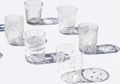 Produktbild von Zafferano Melting Pot Gläser - 6 transparente Gläser, 32 cl, mundgeblasen, handgefertigt, für Cocktails/Wasser