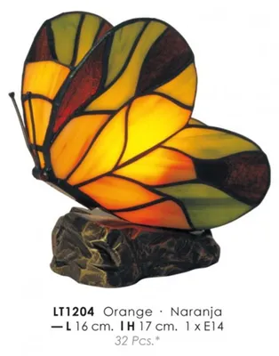 Produktbild von Casa Padrino Tiffany Tischleuchte Schmetterling Ø 16 x H. 17 cm - Tiffany Deko Leuchte