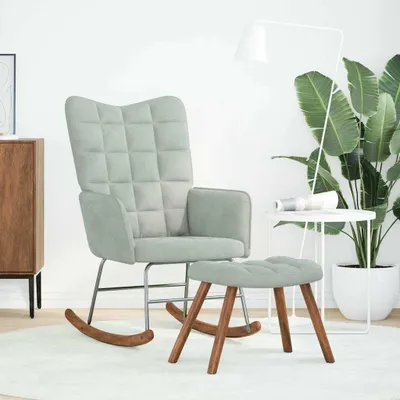Obrázok produktu pre vidaXL Hojdacie kreslo so stoličkou Light Grey Velvet