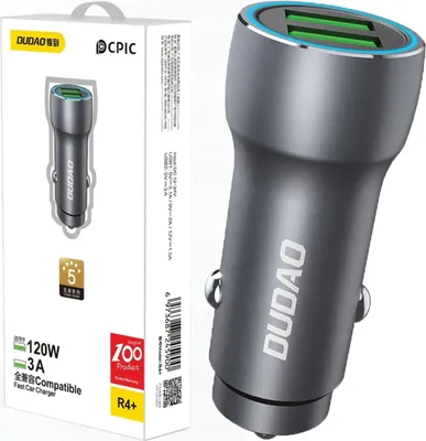 Immagine prodotto di Dudao Caricabatterie da auto veloce 2 X Usb 3A 18W Grigio