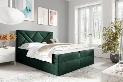Produktbild von Boxspringbett Schlafzimmerbett 140x200cm LAZARO Nr6 Flaschengrün inkl Bettkasten