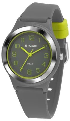 Immagine prodotto di SINAR, orologio da polso analogico al quarzo per ragazzi, cinturino in silicone, modello XB-48-1, colore grigio e giallo