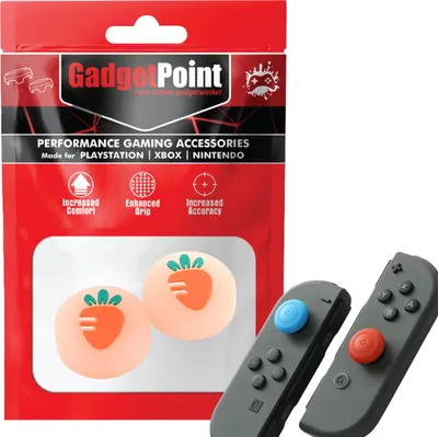 Produktbild von Thumbgrips - Thumb Grips voor Nintendo Switch Joy-Con Controllers - Gaming Thumbgrips - Performance Anti-Slip Thumbsticks - Bescherming Accessoires - Fruit - Wortel oranje -