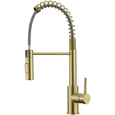 Produktbild von CECIPA max Küchenarmatur mit Ausziehbrause ,Gold federbelastete Küchenarmaturen ,Küchenmischbatterie ,2 Strahlarten ,Edelstahl