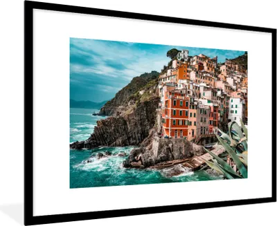 Produktbild von MuchoWow® MuchoWow® Gerahmtes Poster Italien - Häuser - Felsen 90x60 cm - Poster mit zchwarzem Bilderrahmen - Wanddekoration - Fotos