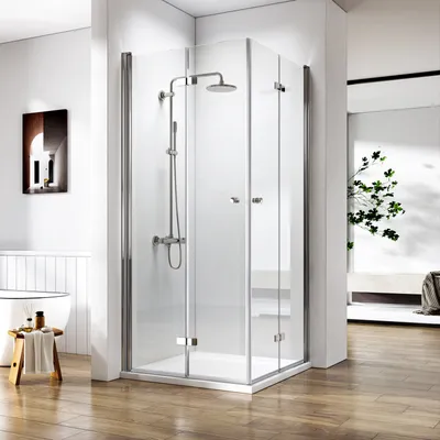 Zdjęcie produktu dla Heilmetz kabina prysznicowa 80x80x185cm narożna wejściowa kabina prysznicowa drzwi składane drzwi prysznicowe bezramowe drzwi na zawiasach szkło bezpieczne 6mm ESG Nano