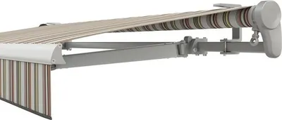 Produktbild von SOLUNA Gelenkarmmarkise Trend 5x3,5 Stoff Dessin D421 Gestell Silber eloxiert Antrieb rechts inkl. Motor, Wandschalter,N