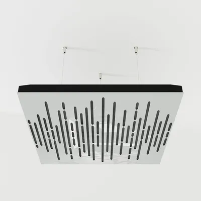 Produktbild von 2er-Pack – Abgehängtes Decken-Akustikpaneel mit Samtstoff und Befestigungsset|50x50x5cm|Schallabsorption[WAVE -Weißer Kunststoff|Grau]