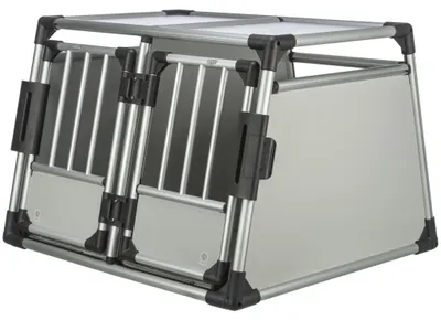 Produktbild von TRIXIE Doppel-Transportbox, Aluminium - hellgrau/silber - 93 × 64 × 83 cm