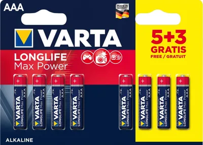 Produktbild von Varta Longlife Max Power 8er Blister AAA Alkaline 1,5V LR03 Micro Ministilo MN2400 ehem. Max Tech 4703