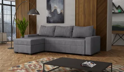 Produktbild von Ecksofa Schlafsofa Sofa AGNETA LUX Stoff Lincoln Dunkelgrau Ottomane Links