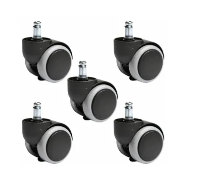 Produktbild von 5x Bürostuhlrollen 10mm Stift Ø50mm Rollen Stuhlrollen Hartbodenrollen Rollenset für Bürostuhl Hartböden und Teppich