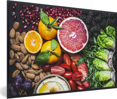 Produktbild von MuchoWow® Gerahmtes Poster Gemüse - Obst - Farben 90x60 cm - Poster mit Schwarzem Bilderrahmen Wandposter Rahmen Foto Bilder - Fotorahmen - Foto-Plakat