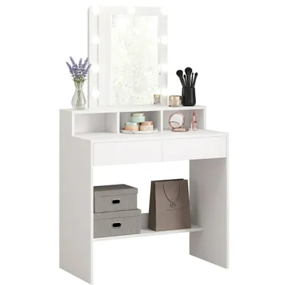 Zdjęcie produktu dla Toaletka Z Lustrem Led Do Makijażu Wizażu Kosmetyczna  Loft Nowoczesna  80 Cm