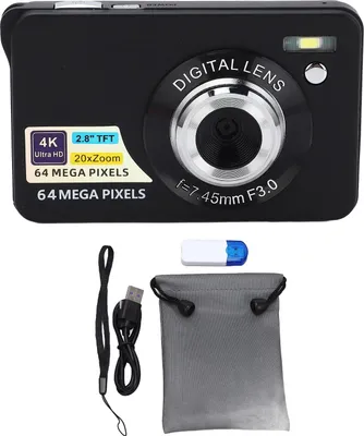 Zdjęcie produktu dla 2,8 cala 4K 64 MP HD aparat cyfrowy 20-krotny zoom Autofokus Przenośny vlogging dla dziewcząt, chłopców, nastolatków